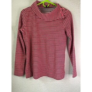 Talbots‎ Petite Striped Cowl Neck Long Sleeve Pullover Top Pink Black SP